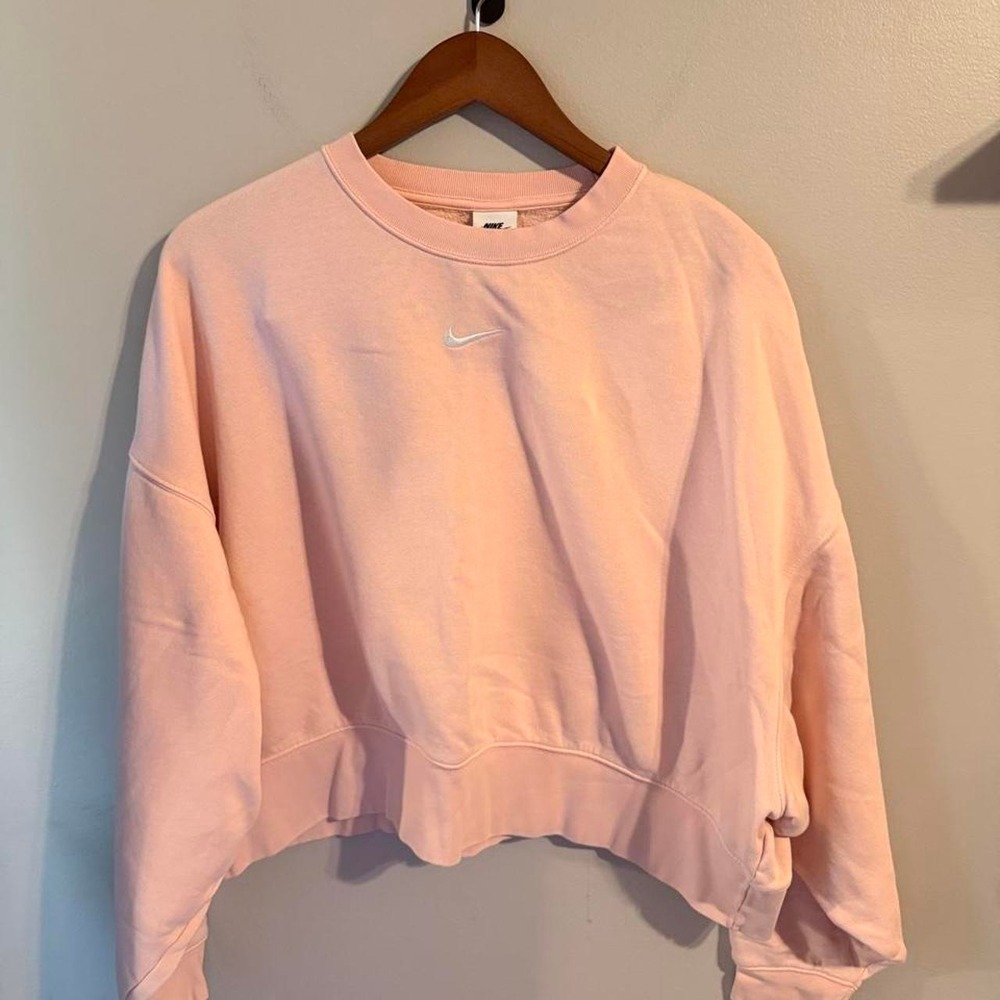 Pink Nike cropped sweatshirt in size M
